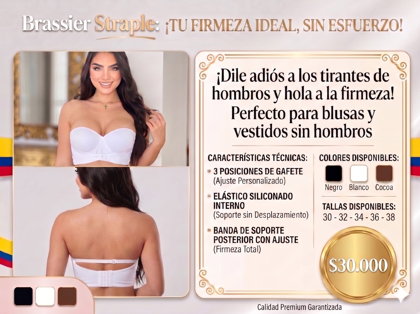 Brassier straplees levanta busto