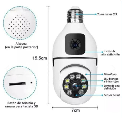 Camara bombillo 360°